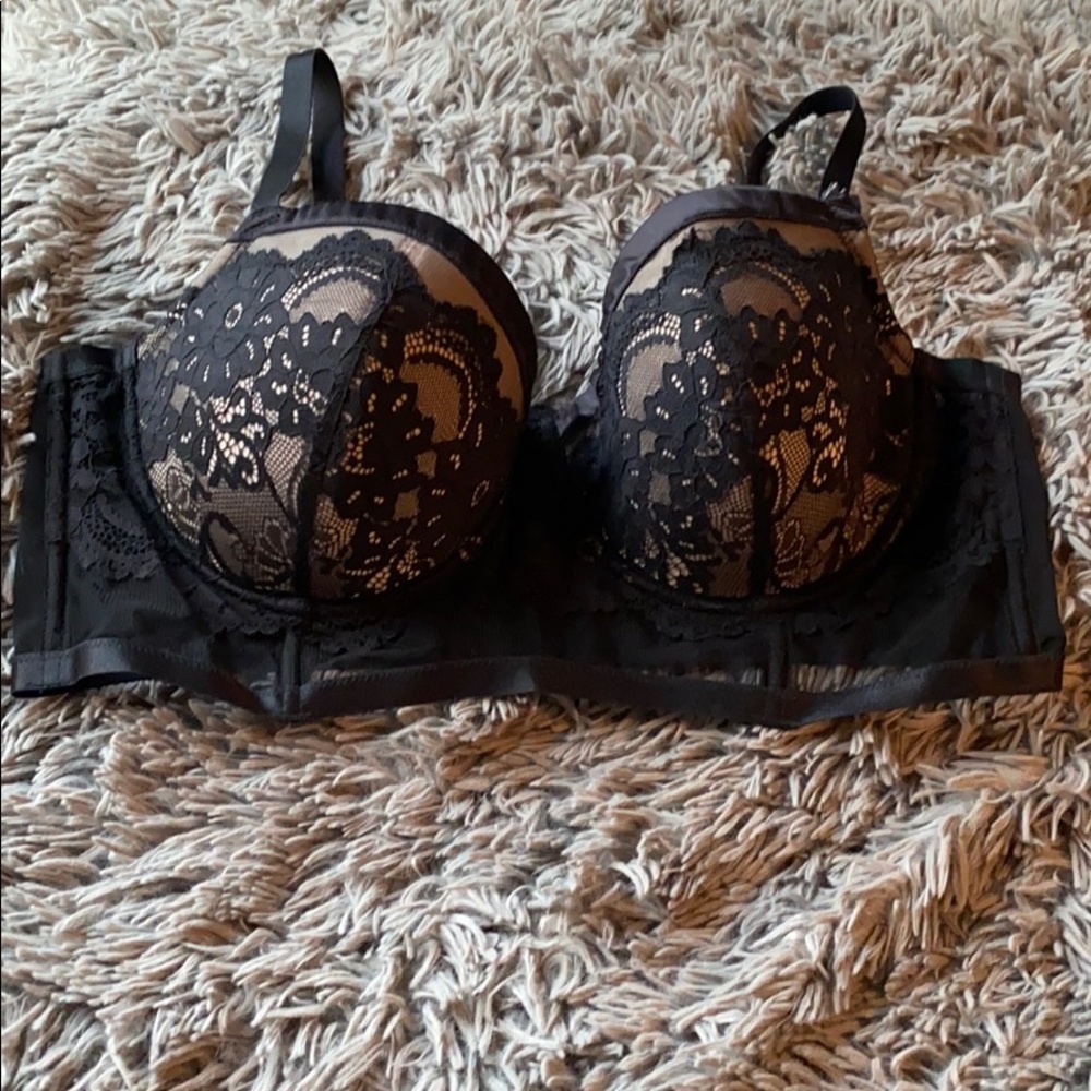 Torrid black bra with black lace & nude details